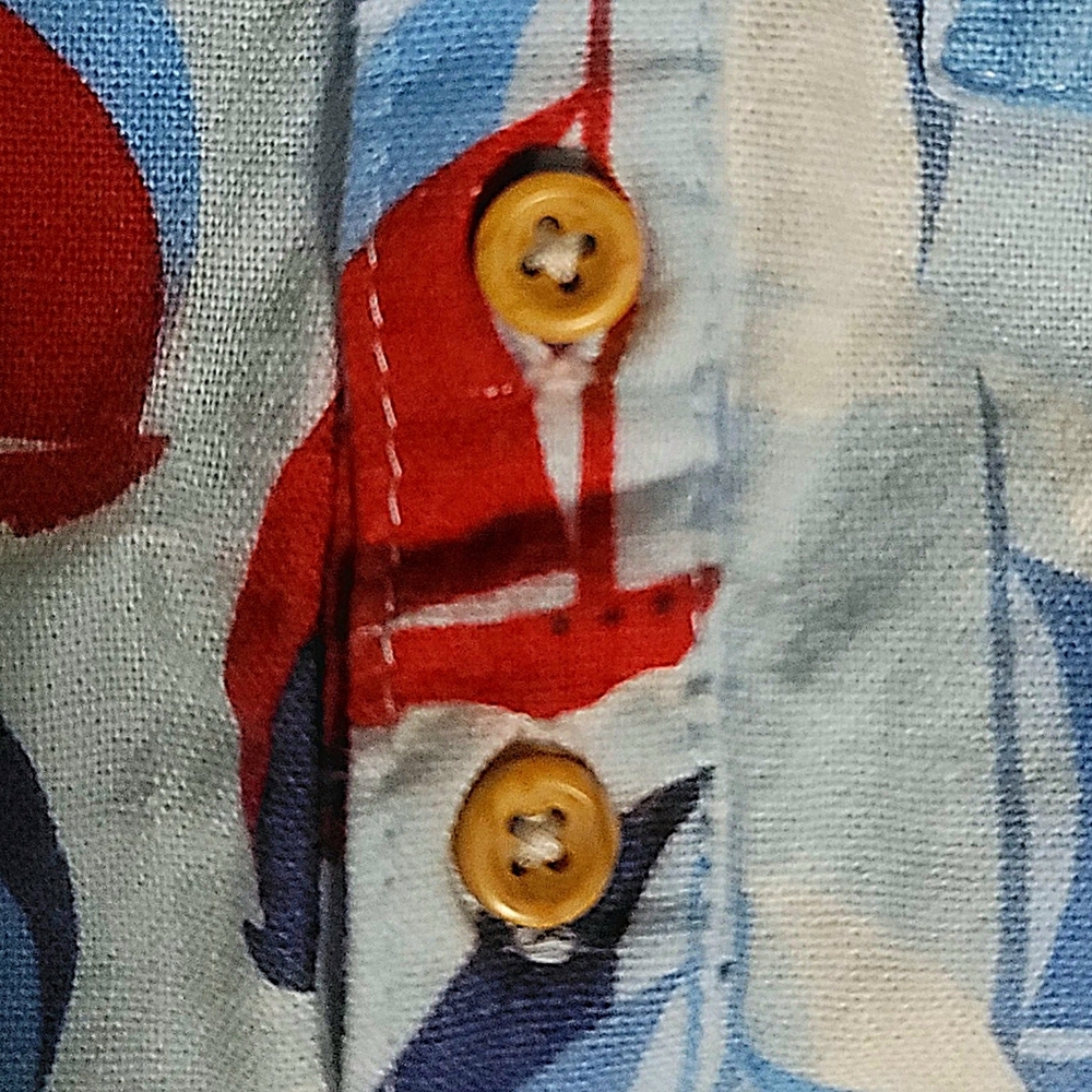 Mick Mack Baby Boy Sailboat Linen Romper size 6/9 months - Picture 2 of 8